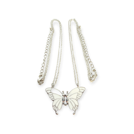 necklace metallic silver butterflies2